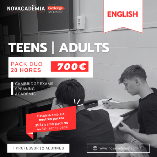 CAMBRIDGE ENGLISH Curs 25 - 26 TEENS/ADULTS PACK DUO 20 hores